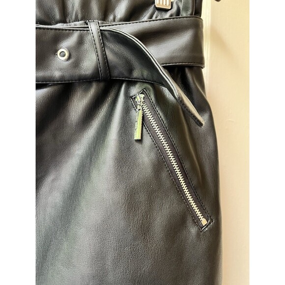 MARC NEW YORK Faux Leather Skirt M Black Elastic Waist Aline Grunge Club Night - Picture 4 of 8